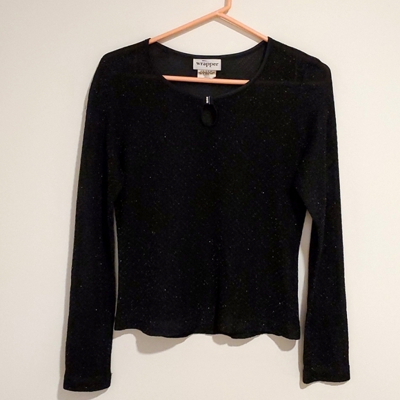 Black one-shoulder rhinestone detail top (S)